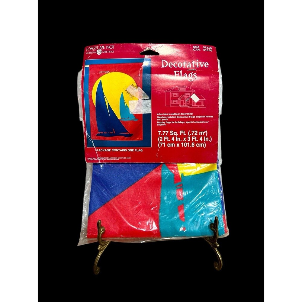Vintage American Greetings Forget Me Not Sailboat Flag 2'4"x3'4" NOS